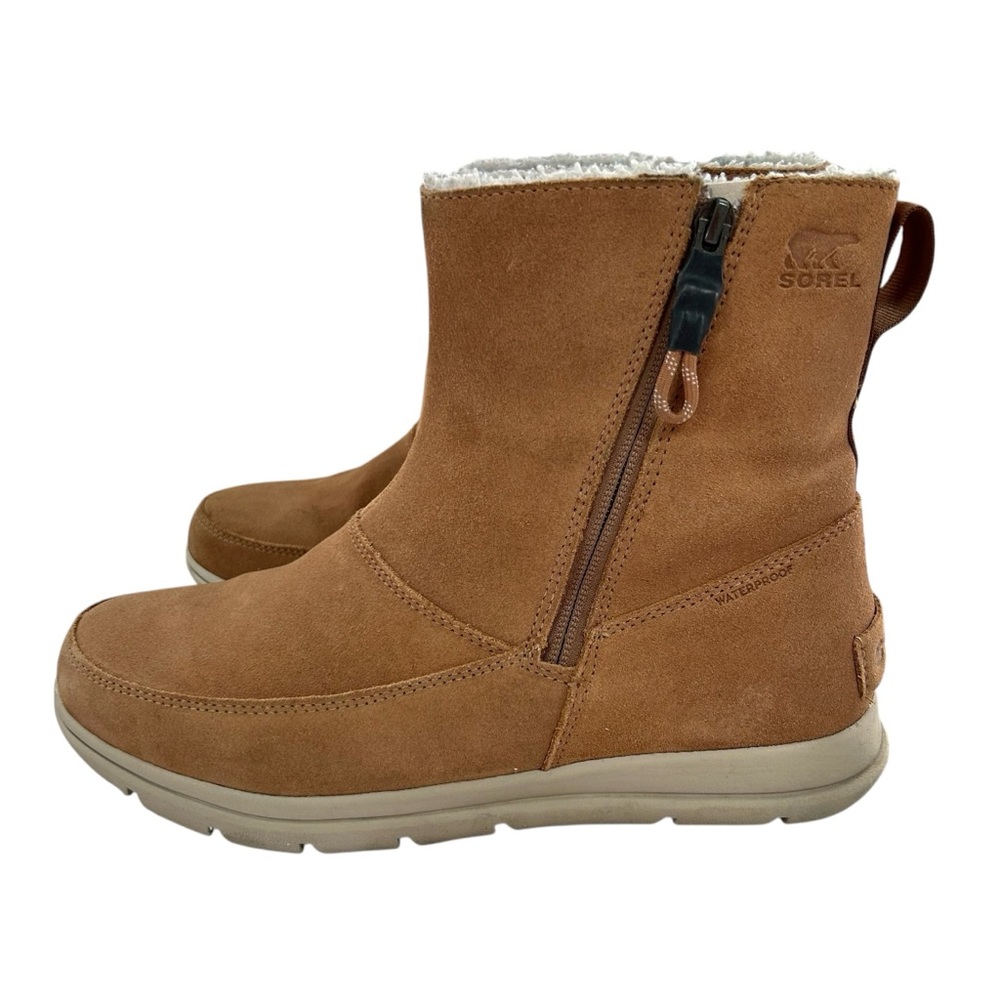SOREL Explorer Zip Camel Brown Suede Waterproof Boots 9.5